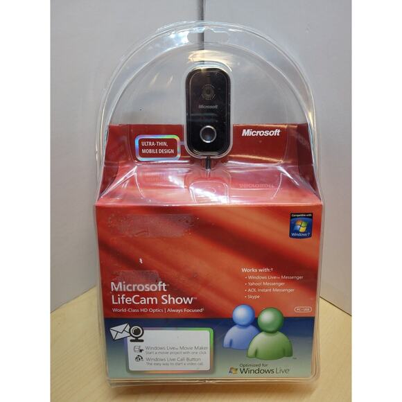 Microsoft LifeCam Show USB Webcam Black For School/Office HD 2.0 Megapixel - NEW - Picture 1 of 10